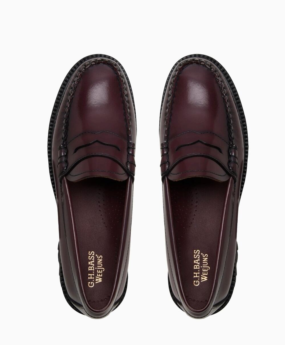 NEW GH Bass Whitney Super Lug Weejuns burgundy leather loafers size 10 - Picture 1 of 6